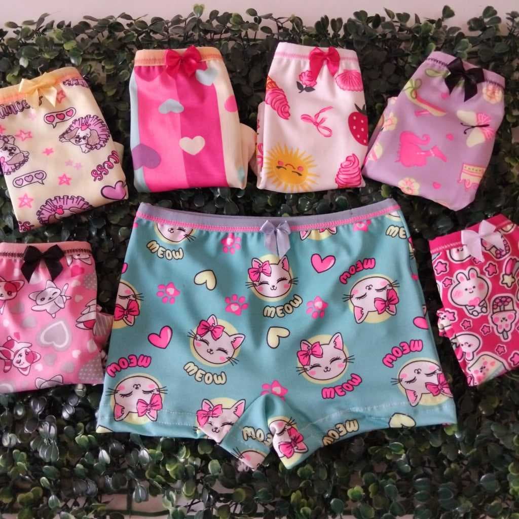 Kit Com 10 Calcinhas Box Infantil ou 5 unidades Forro 100% Algodão