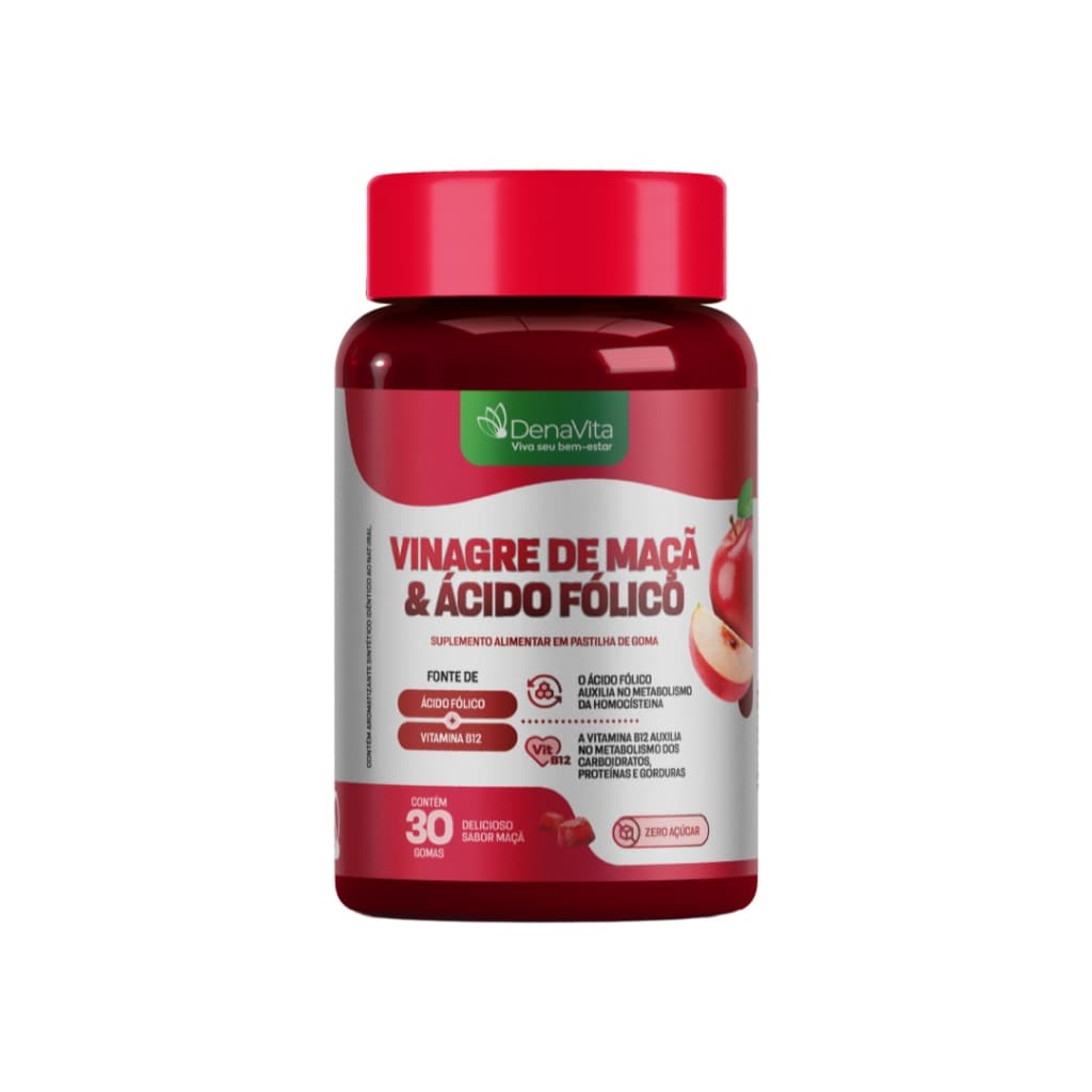 Gummy Vinagre De Maçã Com Ácido Fólico Em Goma, Apple Cider Vinegar - Lançamento - Denavita