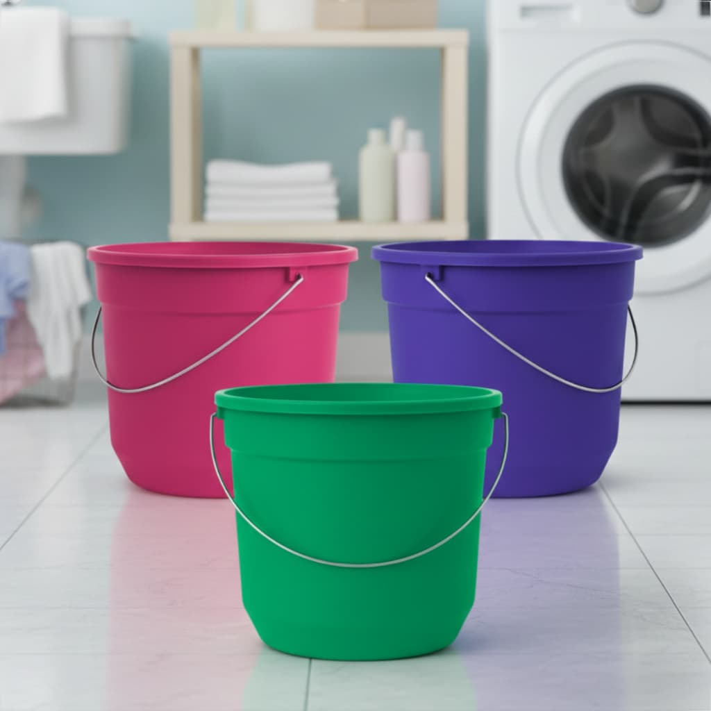 Baldes Coloridos Cristal 8L Resistente Com Alça Metalica Reforçada Material Premium