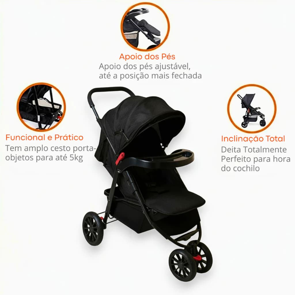 Carrinho de Bebê Reclinável com Alça até 20kg Reversível Acolchoado Carrinho de bebê barato Carrinho bebe passeio