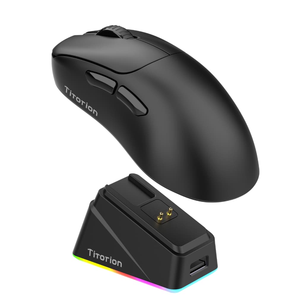 Mouse Sem Fio Gamer Velar Base Carregamento 12000dpi Polling Rate 1000hz Branco Preto Titorion