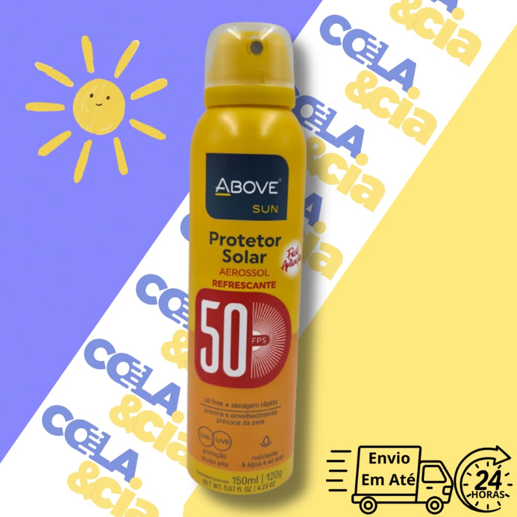 Protetor Solar Above Fator 50 150ml Alta Proteção UVA E UVB E Resistente A Agua E Suor, Secagem Rápida,