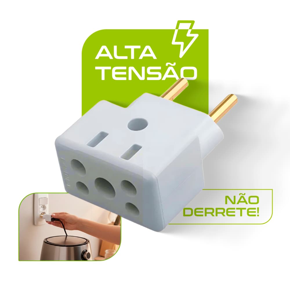 Adaptador Pino Tomada Benjamin Bob Esponja Universal 10A e 20A Alta Tensão