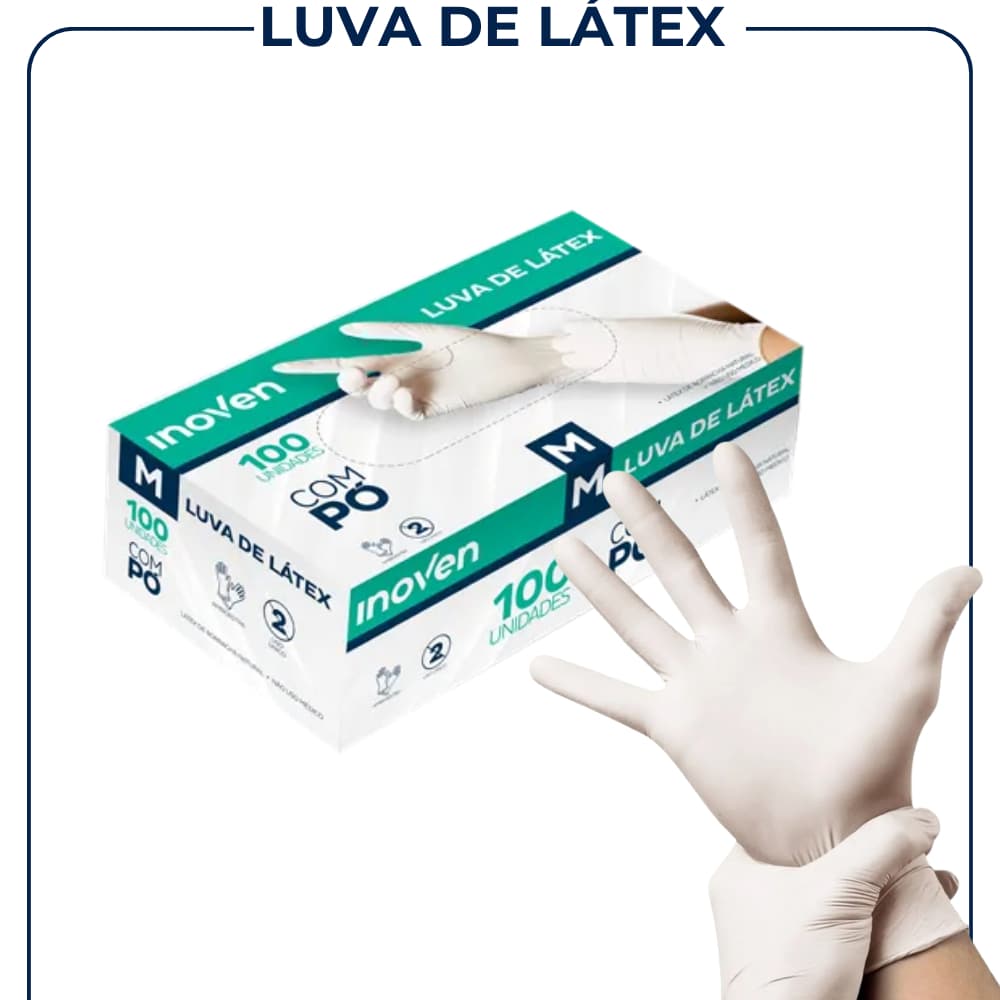 Luva Descartável Latex Com Pó Caixa com 100 Unidades Super Resistente