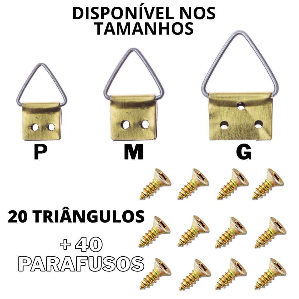 Kit 20 Pendurador Triângulo Quadros Mdf Artesanato + Parafusos
