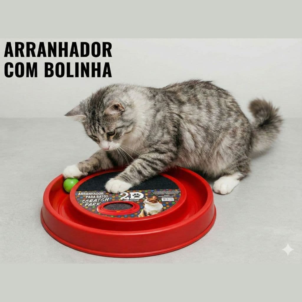 Arranhador para Gatos Redondo com Bolinha Interativo Relax Antiestresse Brinquedos para Gatos