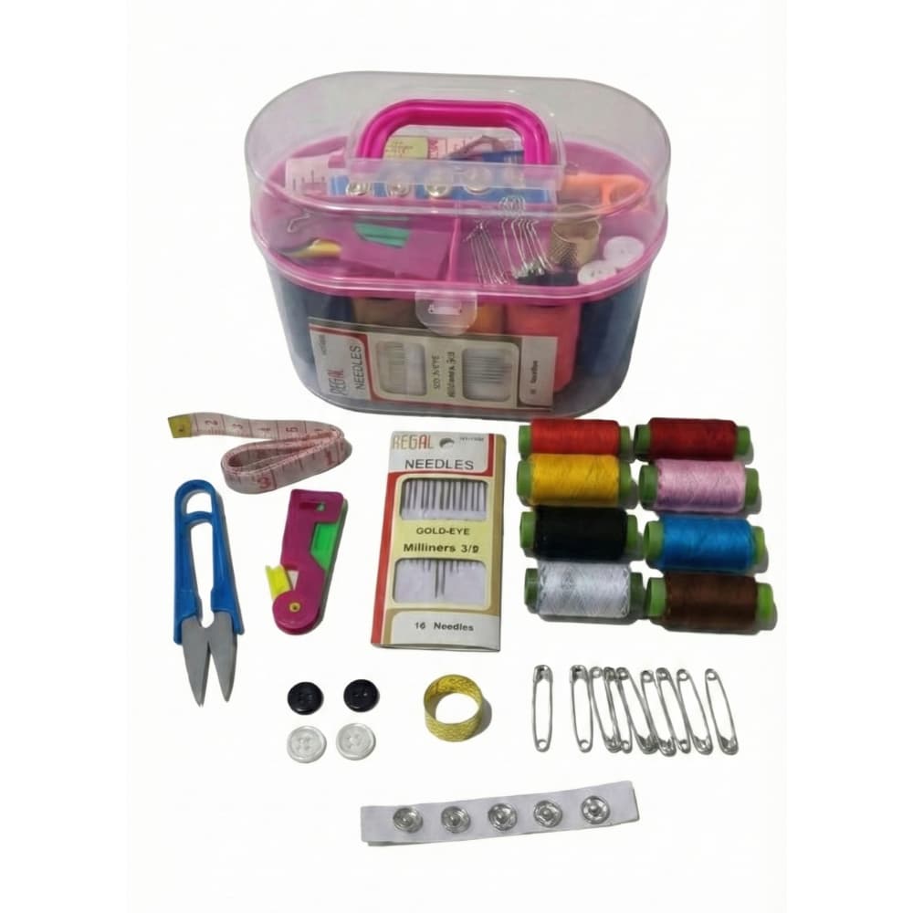 Kit Completo Costura Viagem 31 peças Maleta Agulha Linha Fita Metrica