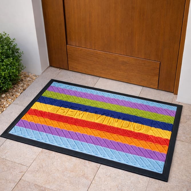 Tapete Capacho De Entrada Bem Vindo Divertido Antiderrapante Pvc Cores