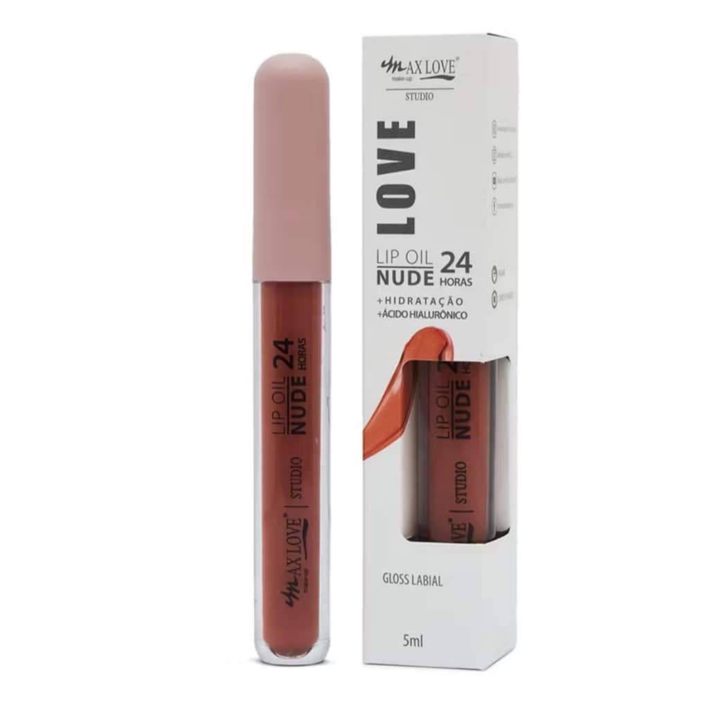 Lip Oil Nude Hidratante 24 Horas Vegano Max Love - 5 CORES