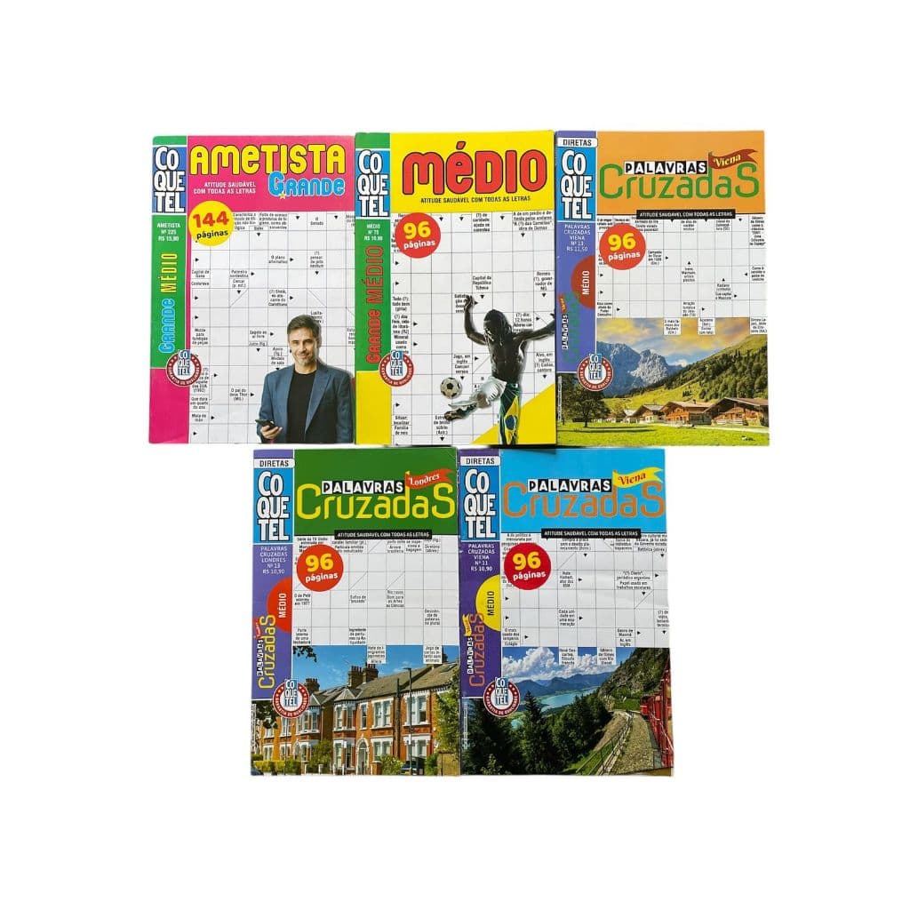 Kit com: 5 Palavras Cruzadas Nível Médio - Coquetel