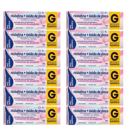 Kit Com 12 Pomadas Para Assadura Nistatina + Ox Zinco 60g Cada Neo Quimica (Original)