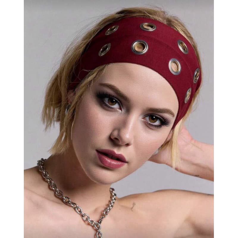 Faixa de cabelo feminino com ilhós bandana moda punk headband moda y2k GRUNGE PUNK