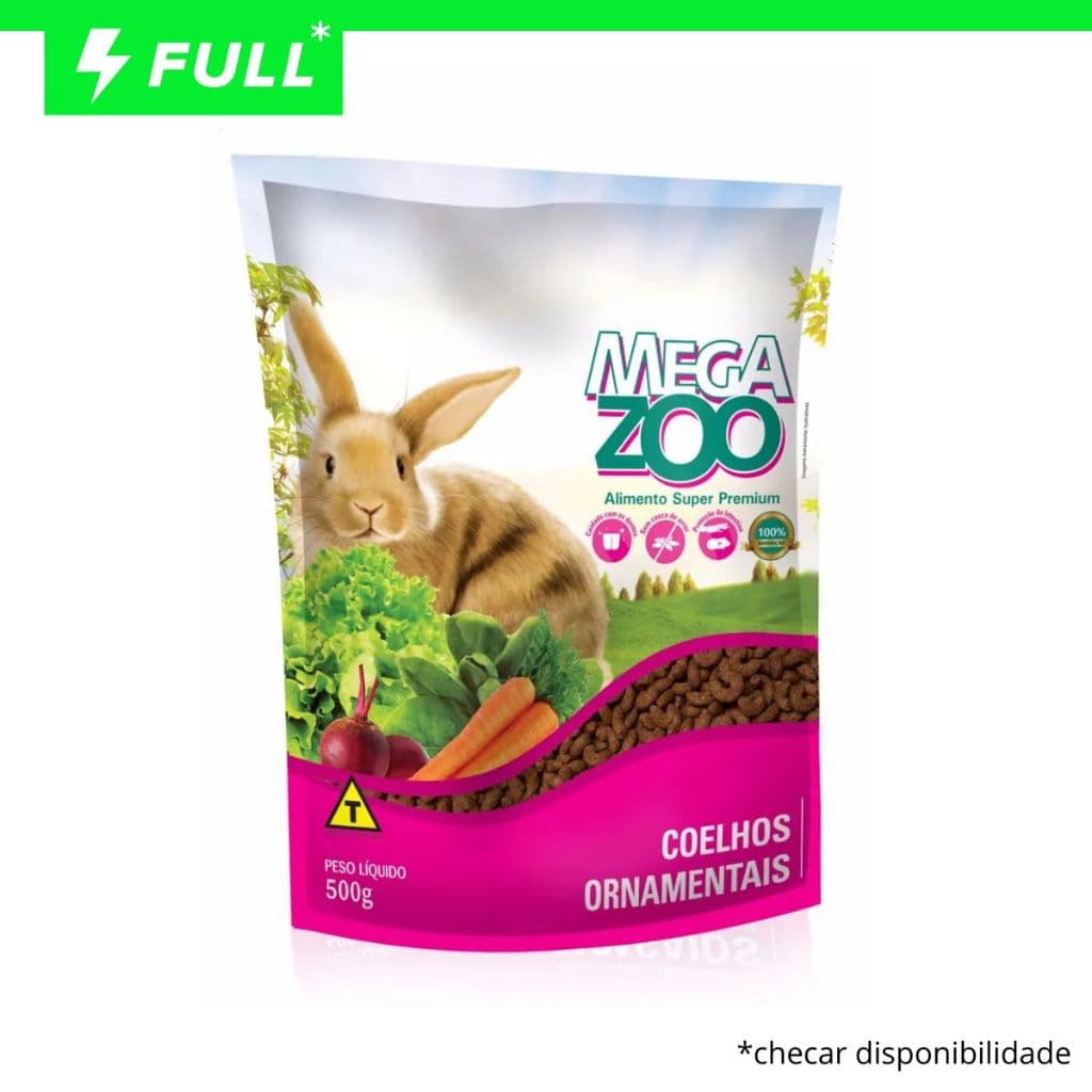 Ração Super Premium Megazoo COELHO ORNAMENTAIS 500GR ADULTO