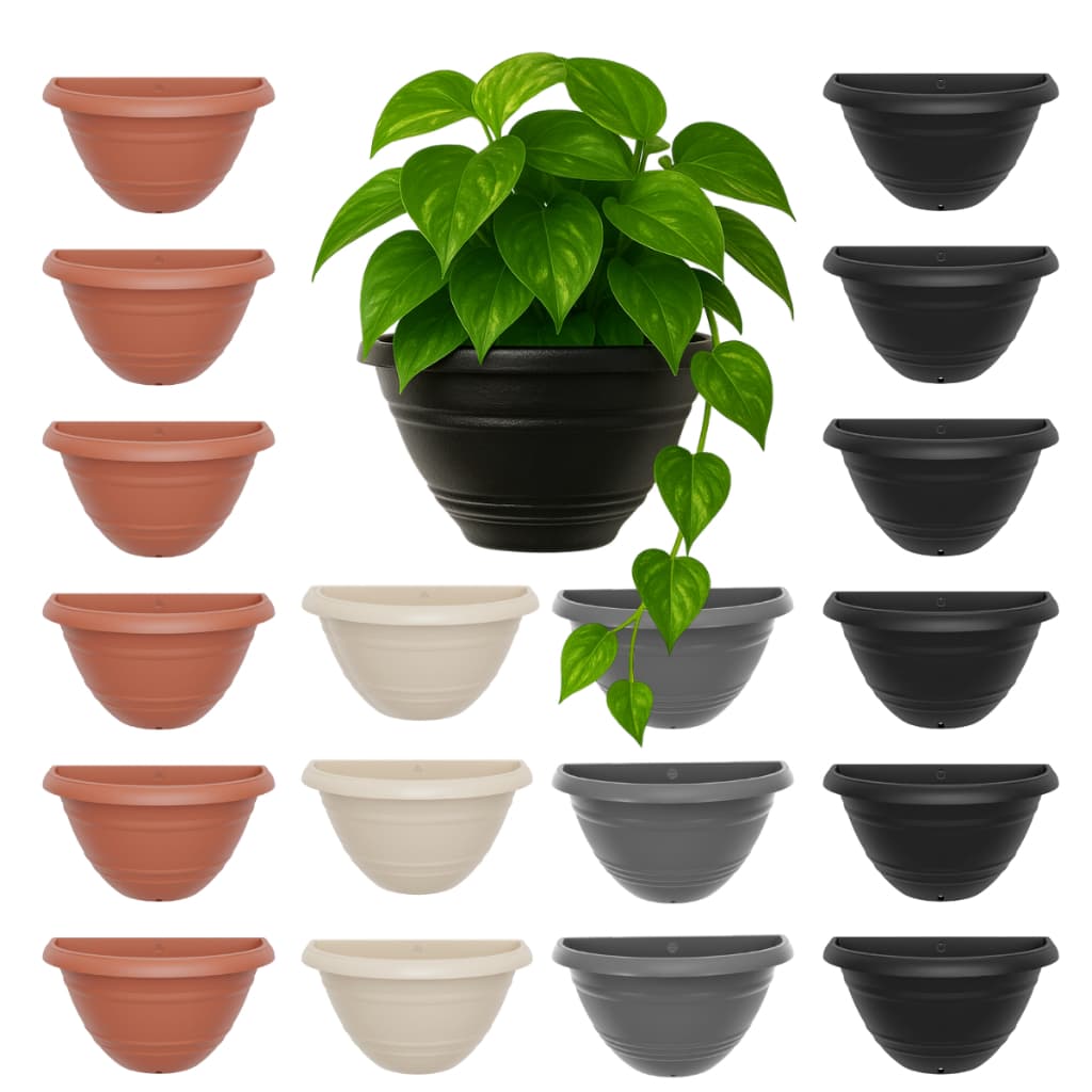 Vaso de Parede 1000 ml Preto Marrom Colorido Plastico Meia Lua Flores Orquideas Decoração Vertical