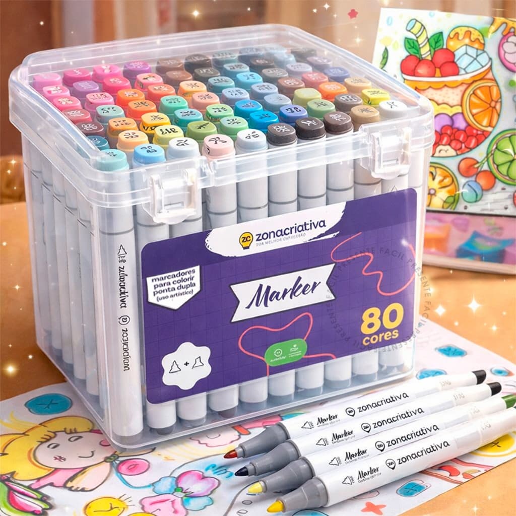 36/60/80 Peças Caneta Marcadora de Cabeça Dupla Oleosa Conjunto de Canetas Aquarela Crianças Canetinhas