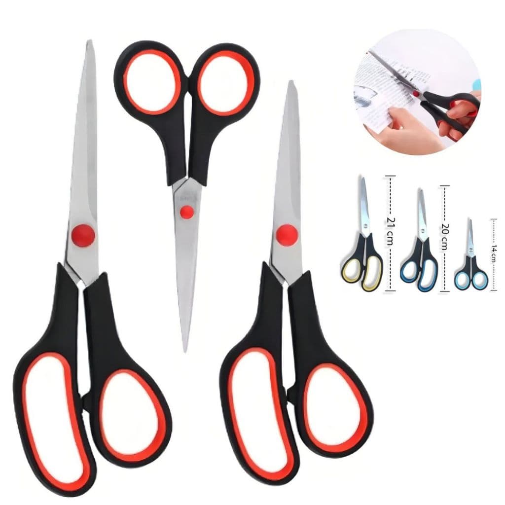 Kit 3 Tesouras de Aço Inoxidável Multiuso e Alta Durabilidade tesoura dia grande pequena tesoura para ter em casa