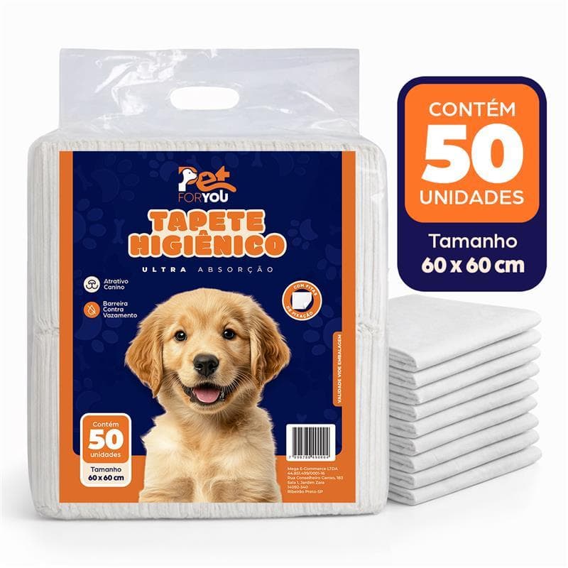 Tapete Higiênico 50un 60x60 Pet Tapetinho Descartável Macio Cães Cachorro