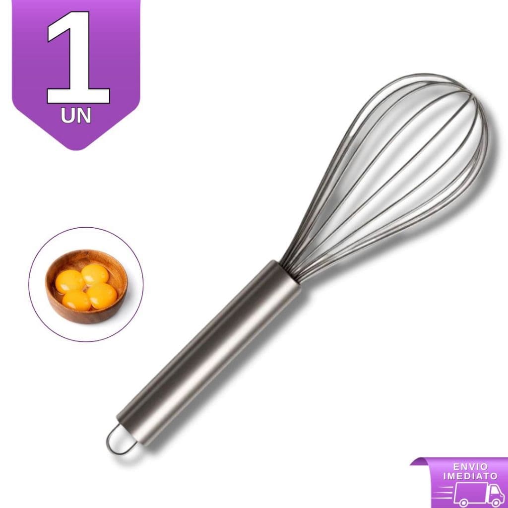 Fouet Fue Profissional em Aço Inox Batedor de Ovos e Massas, Mixer Manual 30cm Resistente