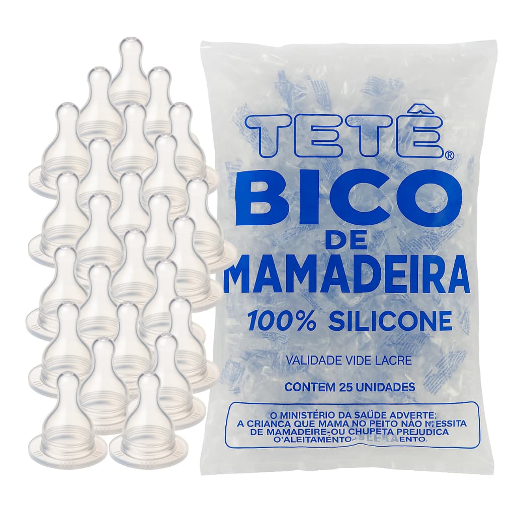Kit 25 Bicos De Mamadeira Redondo Tetê Universal