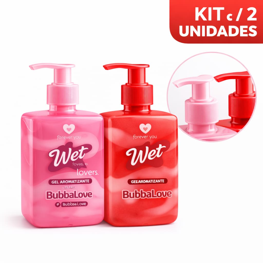 Kit 2 Gel Beijável com Aroma de Morango/Tutti Frutti 300ml/ Wet Girls- Produto Corporal e Virilha