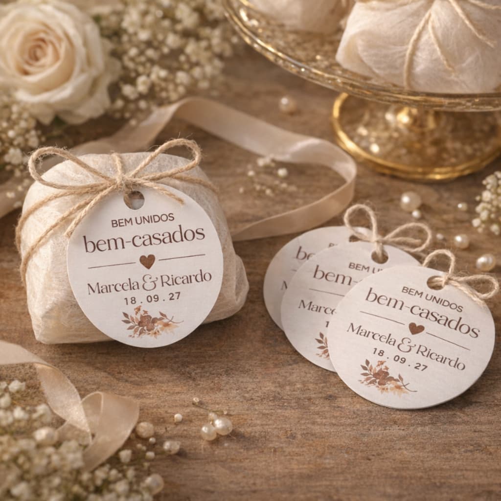 100 Tags para Lembrancinhas de Casamento  Personalização em Nome e Data