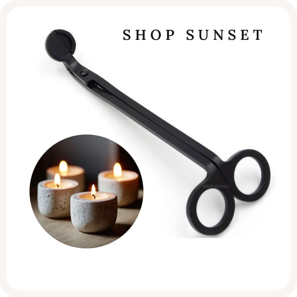 Tesoura Aparador Cortador de Pavio Preto Vela Aço Inox