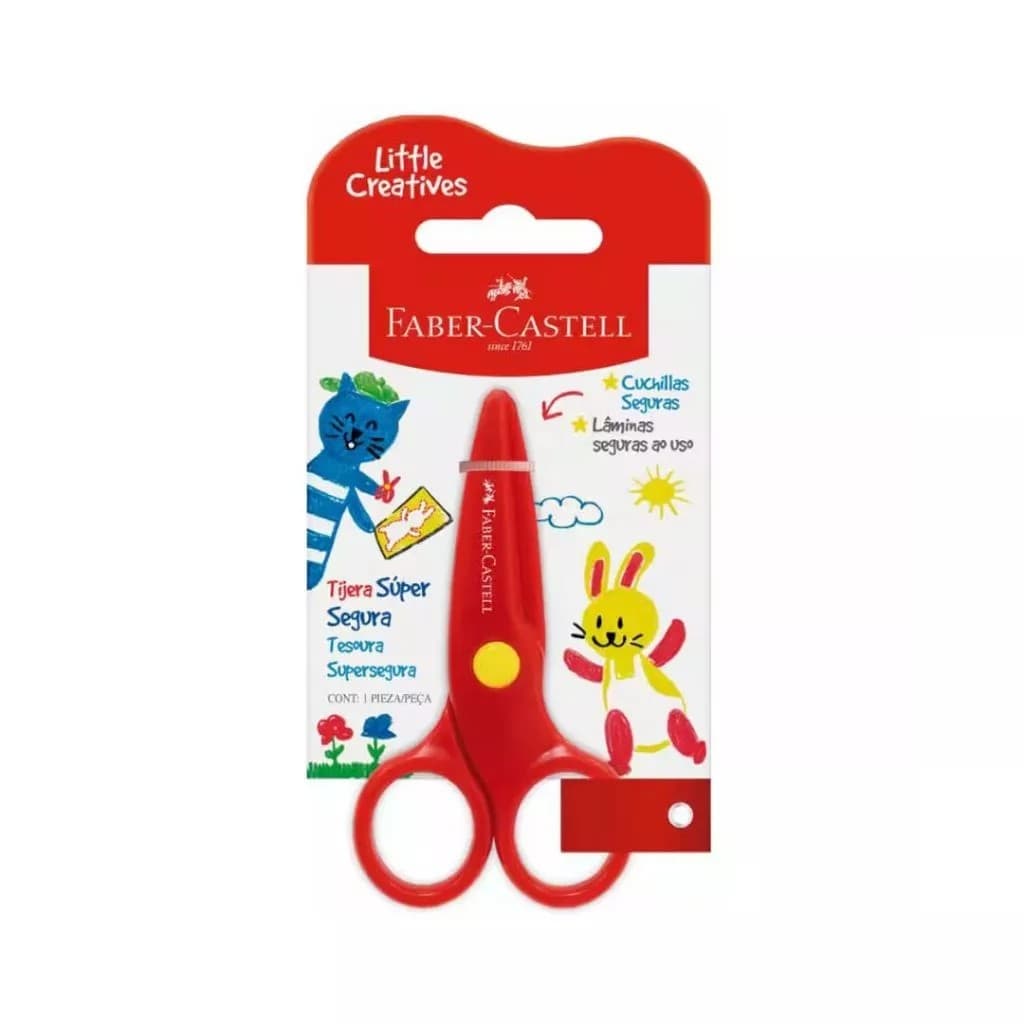 Tesoura super segura vermelha linha Little Creative Lâmina Plástica (Destro e Canhoto) Faber Castell
