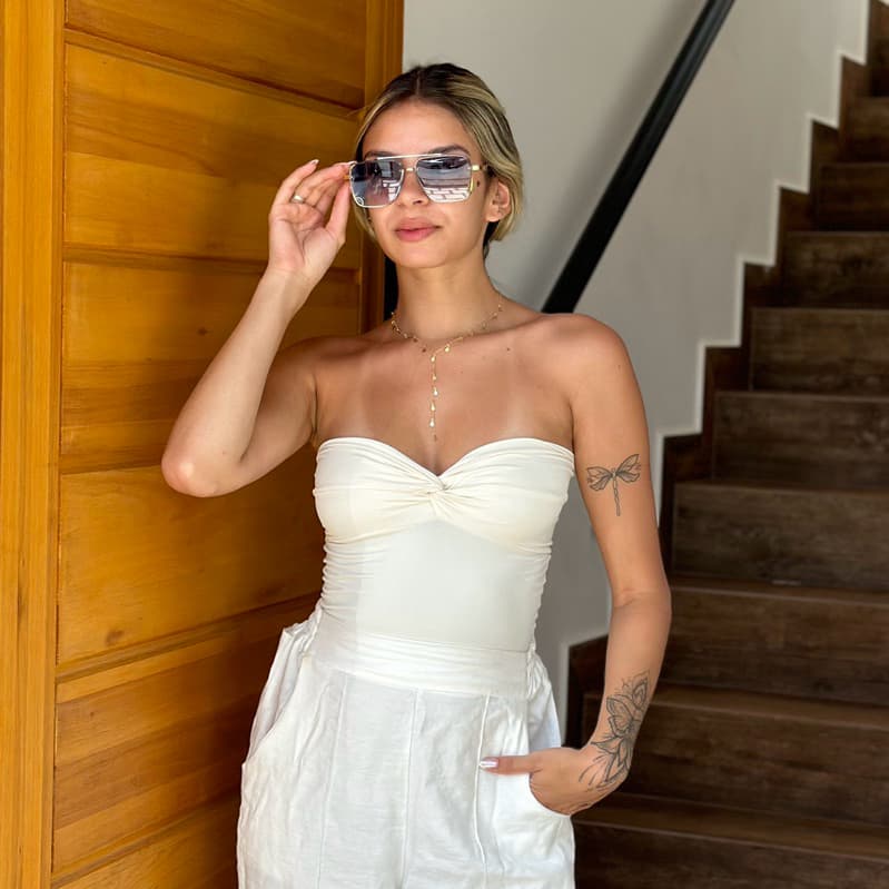 Top Luna Poliamida Sem Bojo Caimento Perfeito Tomara que Caia