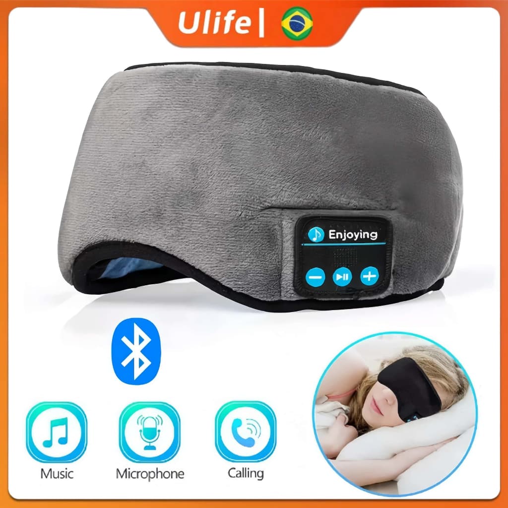Máscara de Dormir com Bluetooth Recarregável Música por Conectividade Celular, Conforto Ajustável