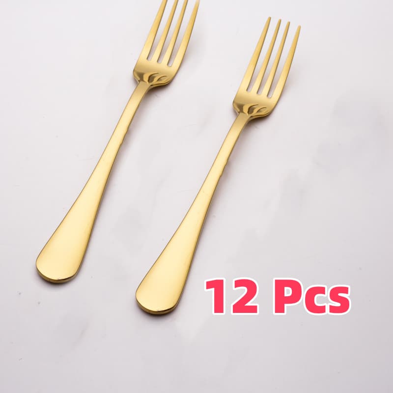 12 Pcs Garfo Medio Cabo Ouro Luminoso Versatilidade E Conforto Superior