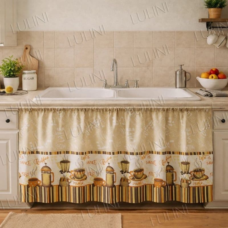 Cortina de Pia Cozinha Varão Estampada Oxford - NATAL