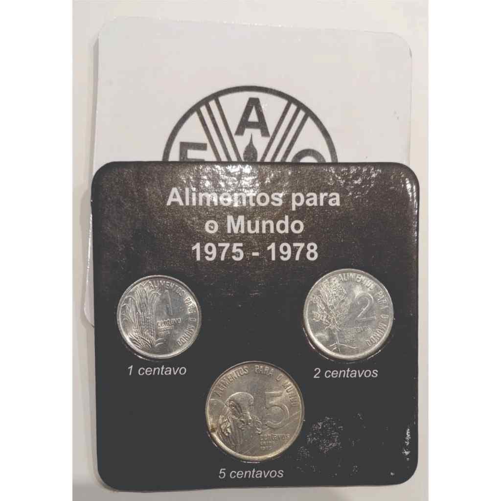 Cartela com 3 moedas da fao organizer
