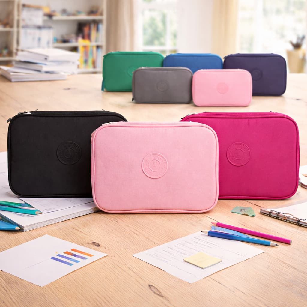 Estojo Escolar de Nylon Organizador 2 Divisórias Unissex Grande