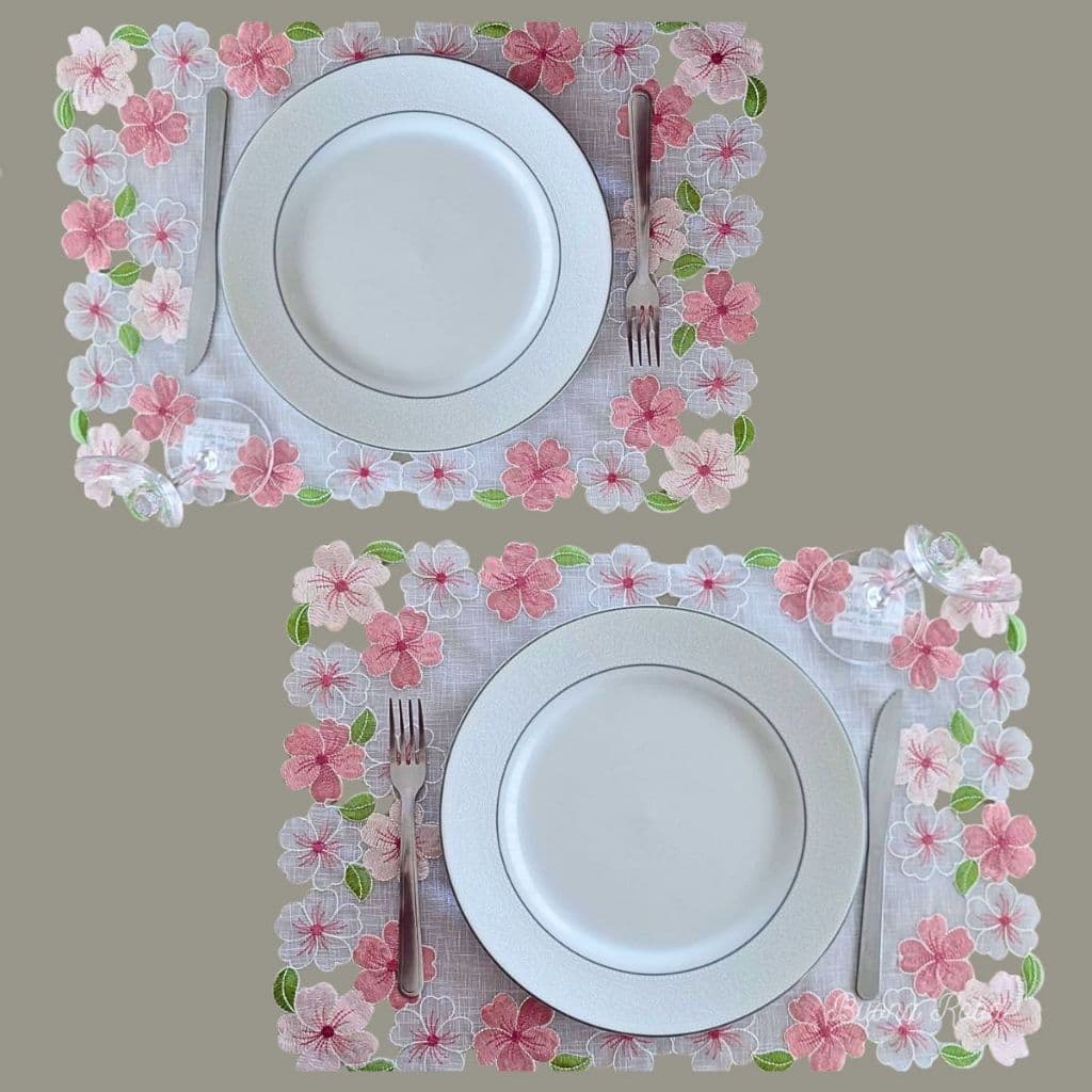 Jogo Americano Bordado Jardim 2 Peças Luxo Argivai Bordado Floral 35x50cm Kit Americano Premium Mesa Posta  Luxuosa