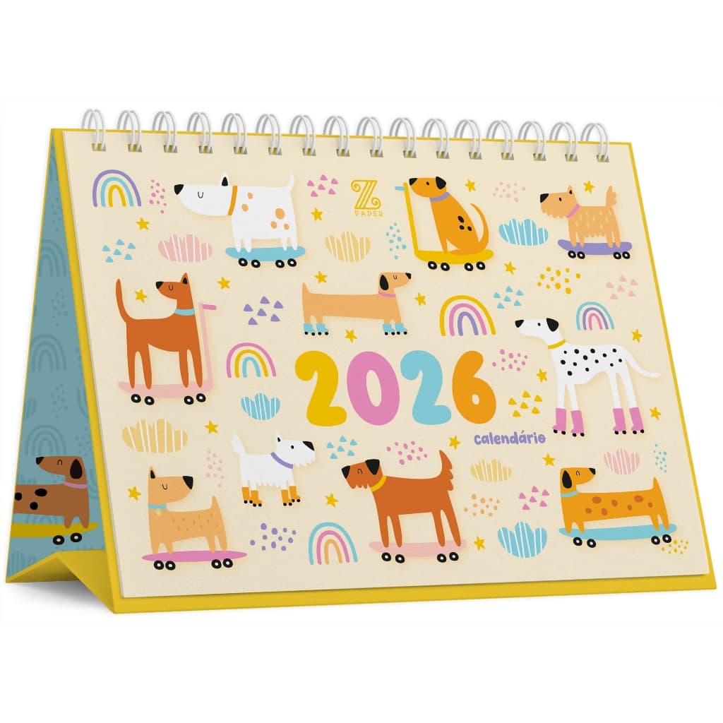 Calendário de mesa 2026 - Patinhas E Rodinhas - Z Paper