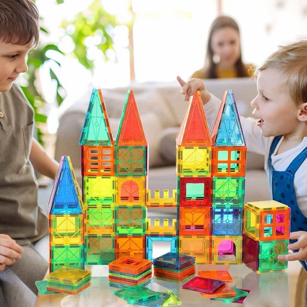 Blocos Montar Magnéticos Construção 72 Peças Brinquedo Educativo Infantil, Brinquedo Educativo Magnéticos Acrilico
