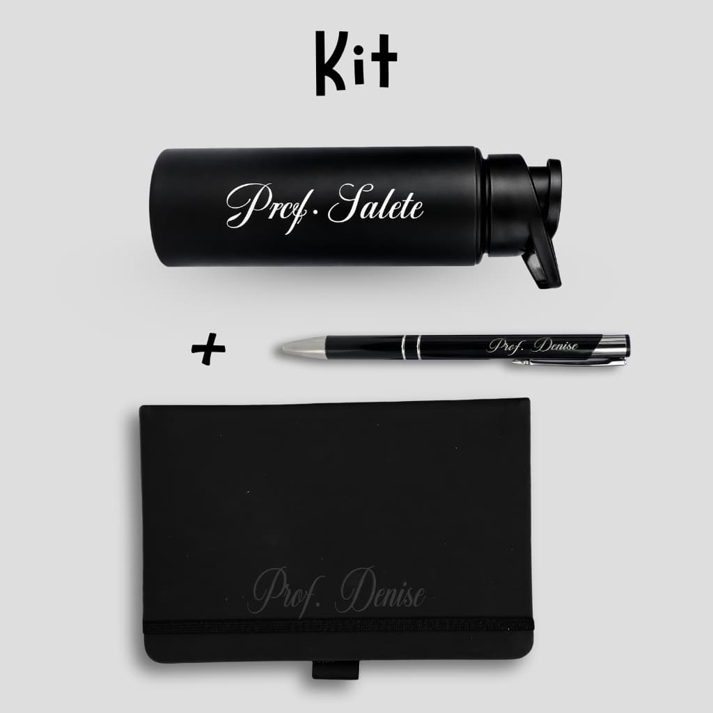 Kit Executivo Personalizado Garrafa + Caderno + Caneta