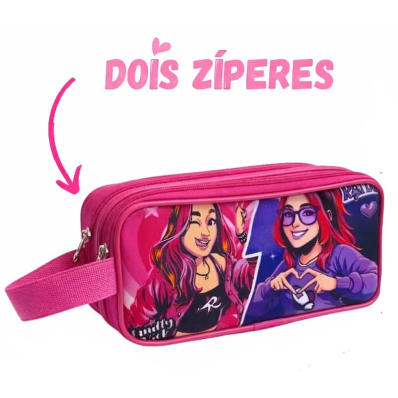Estojo Escolar Infantil Emilly Vick 2 Divisorias Grande Rosa Menina