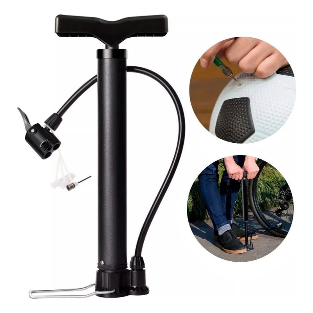 Bomba de ar inflar encher pneu bike bicicleta bolas bico universal com trava portatil inflador