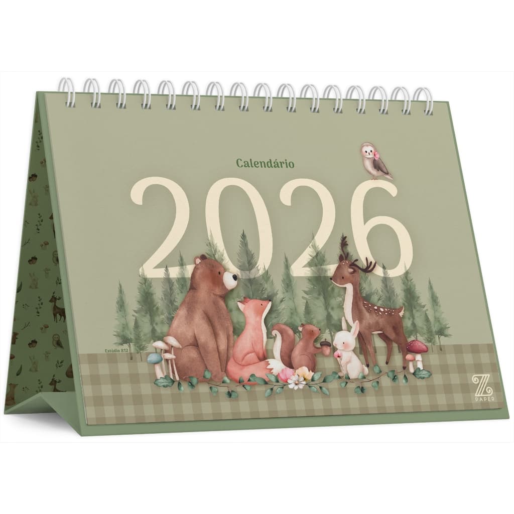 Calendário de mesa 2026 - Florestinha - Z Paper