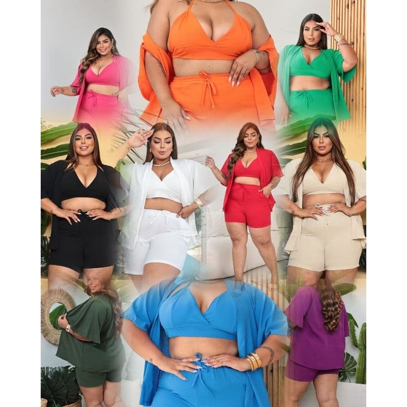 kimono Plussize Tri-Junto Feminino Moda verão 2026 T Único veste 44 até 50