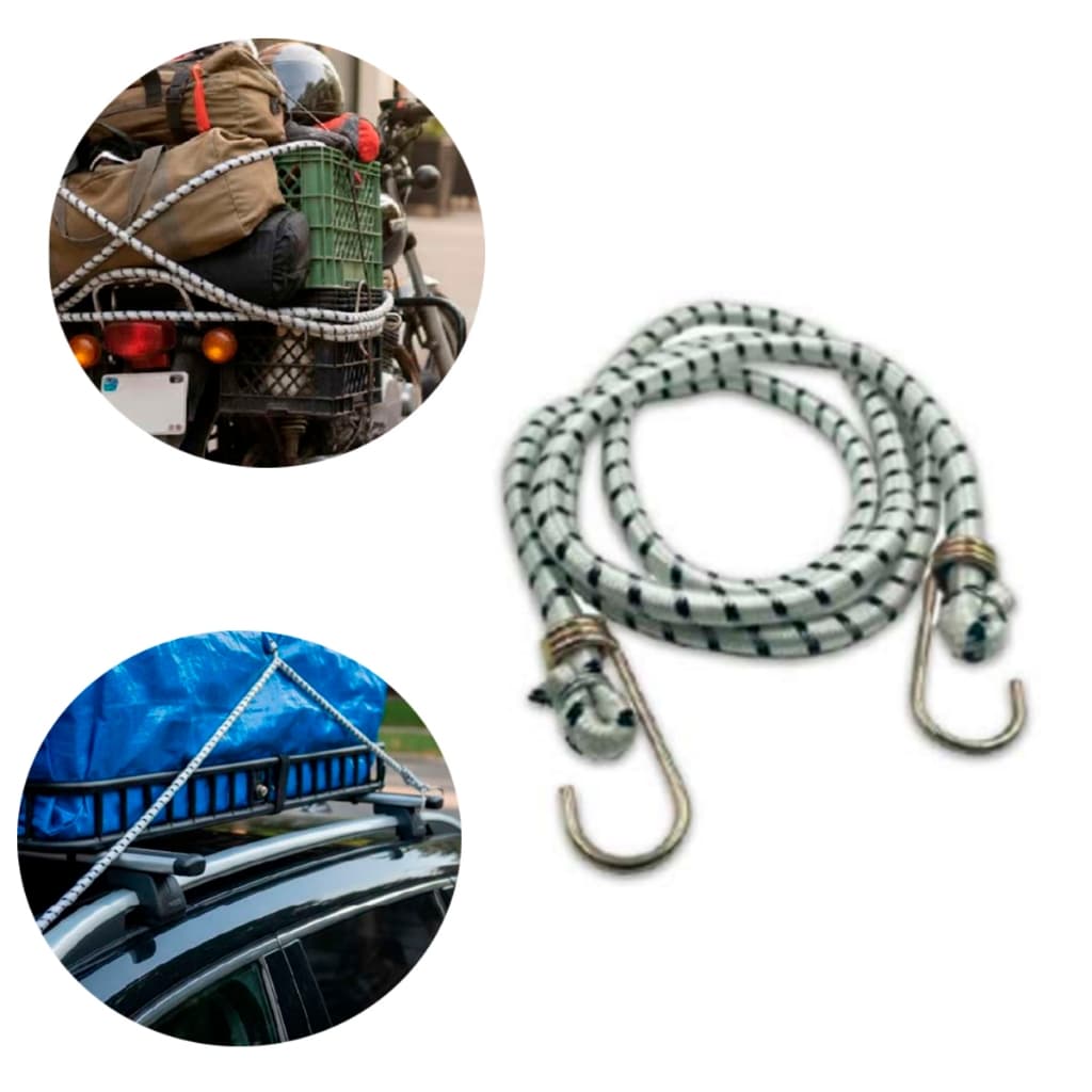 Corda Elástica de 10mm Extensor Grande Extra Forte para Bagageiro Carga Moto Bike Bicicleta Caçamba Camping