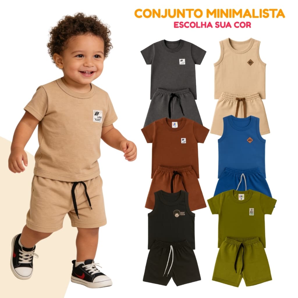 Conjunto de Bebe Menino Estilo Casual Minimalista Monocromático Verão Infantil Menino Casual