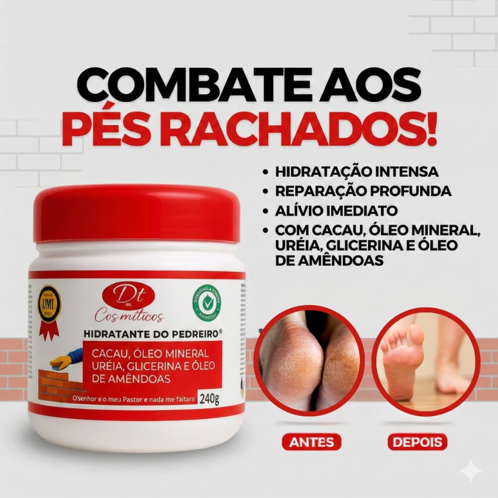 Creme do Pedreiro 120g com Ureia | Hidratante para Pés Ressecados e Rachados | Hidratação Profunda