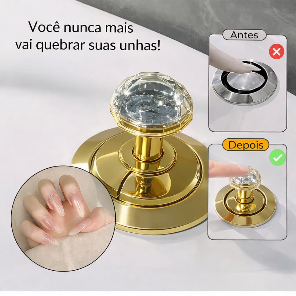Botão de Descarga Para Vaso Sanitário Formato Diamante Autocolante Puxadores Armário Porta Gavetas