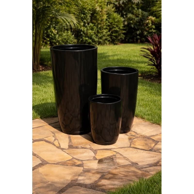 KIT COM 3 VASOS CONE BOJO MARMORIZADOS N1 N2 N3 PARA ÁREAS EXTERNAS E INTERNAS