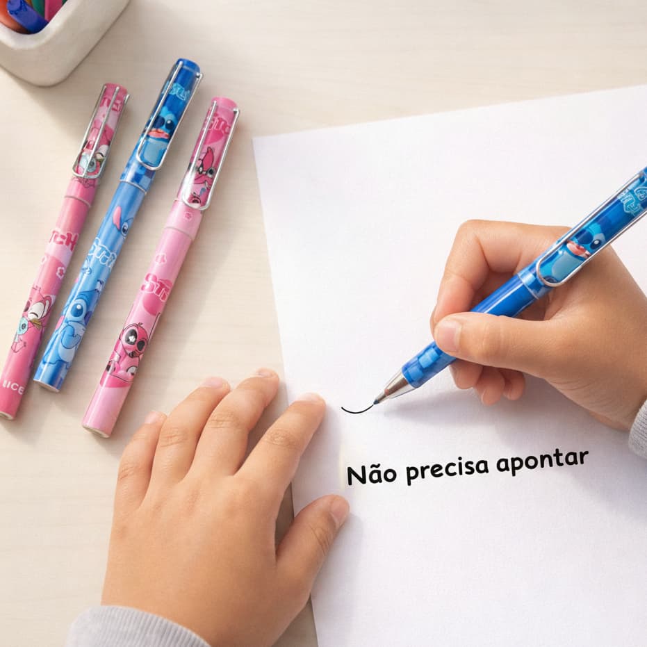 Lápis Infinito Stitch Com Borracha Sem Apontar Escrita Preta Papelaria Escolar Unidade