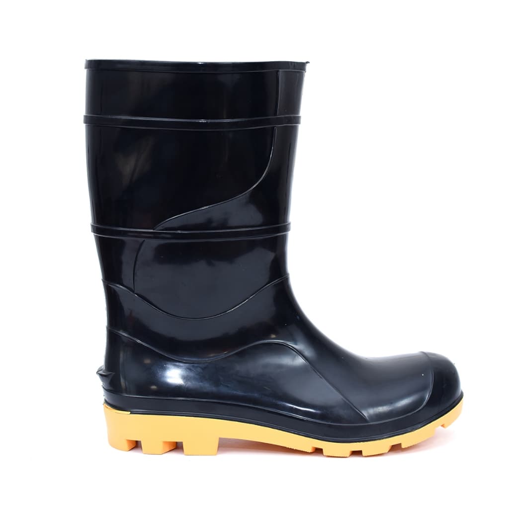 Bota PVC Impermeável Preta Botina de Trabalho  Cano Médio Antiderrapante