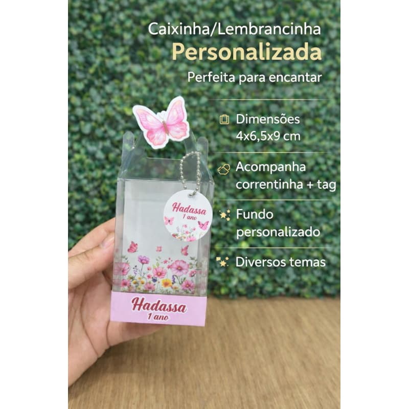 Caixa de acetato + corretinha personalizada- lembrancinhas SEM RELÓGIO ju