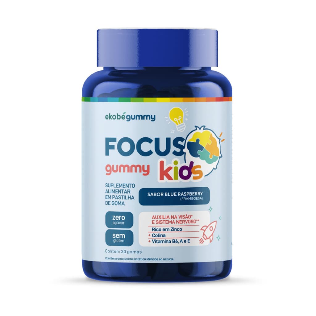 Focus Kids Gummy  - Memoria Atenção Concentração Visão Antioxidante - Metabolismo Cerebral Saudável - Marca Ekobé